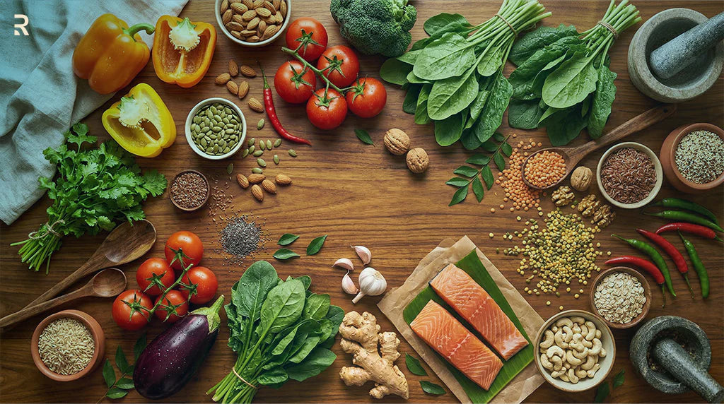 शीघ्रपतन के लिए डाइट — सब्ज़ियां, मछली, मेवे और साबुत अनाज से भरपूर संतुलित आहार